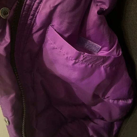 VINTAGE 80s 90s Edelweiss Skiwear Puffer Ski Jacket Snow Parka Black Pink Purple